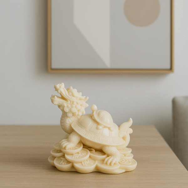 Hand-Carved Dragon Turtle on Ancient Coins (Ivory Edition)