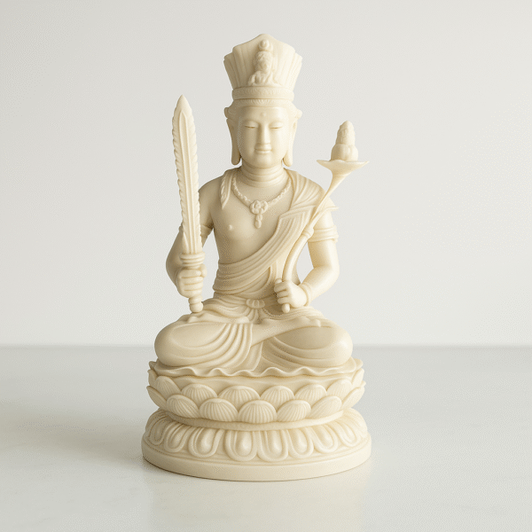 15b8644a-4d8a-4dd7-a818-835fcb3f13ca Hand-Carved Manjushri Bodhisattva – Ivory Edition (Sword & Lotus)