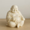 Hand-Carved Laughing Buddha – Ivory Edition (with Prayer Beads)