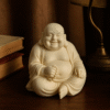Hand-Carved Laughing Buddha – Ivory Edition (with Prayer Beads)