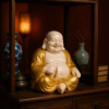 Hand-Carved Laughing Buddha with Prayer Beads