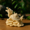 Hand-Carved Dragon Turtle on Ancient Coins (Ivory Edition)