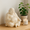Hand-Carved Laughing Buddha – Ivory Edition (with Prayer Beads)
