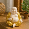 Hand-Carved Laughing Buddha with Prayer Beads