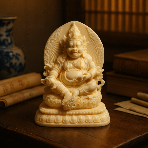 ec22eda6-6a13-4e9d-b95b-2581bf64e6ef Hand-Carved Dzambhala – Tibetan Wealth Deity (Ivory Edition)